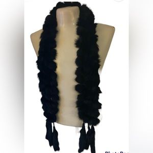 Beautiful fur pompom scarf with tassels
